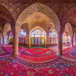 Rosa Moschee Panorama Schiras Architektur Orient Iran. Pink Mosque Panorama Shiraz Architecture Nasir al molk.