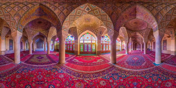 Rosa Moschee Panorama Schiras Architektur Orient Iran. Pink Mosque Panorama Shiraz Architecture Nasir al molk.