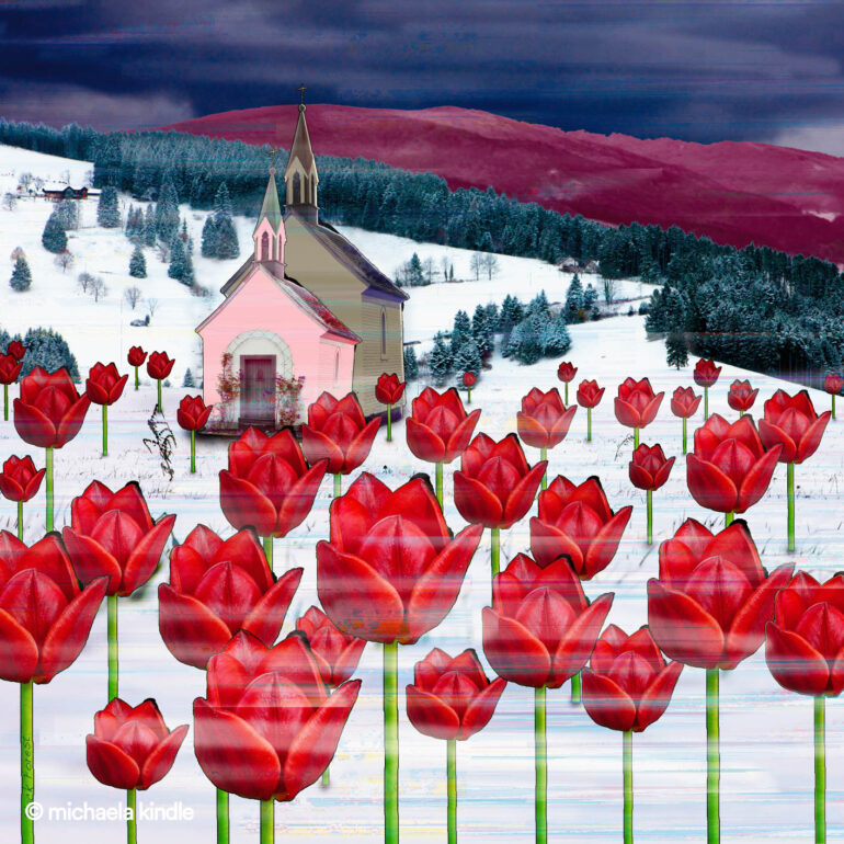 snow landscape with clouds in the background